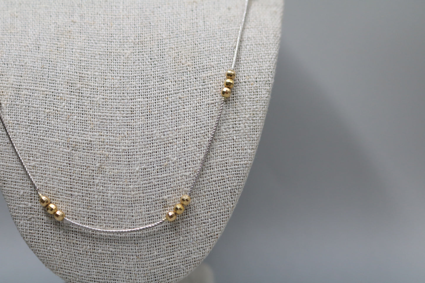 14K Two Tone Gold Bead Necklace (16 Inches)