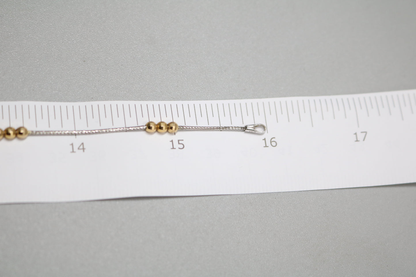 14K Two Tone Gold Bead Necklace (16 Inches)