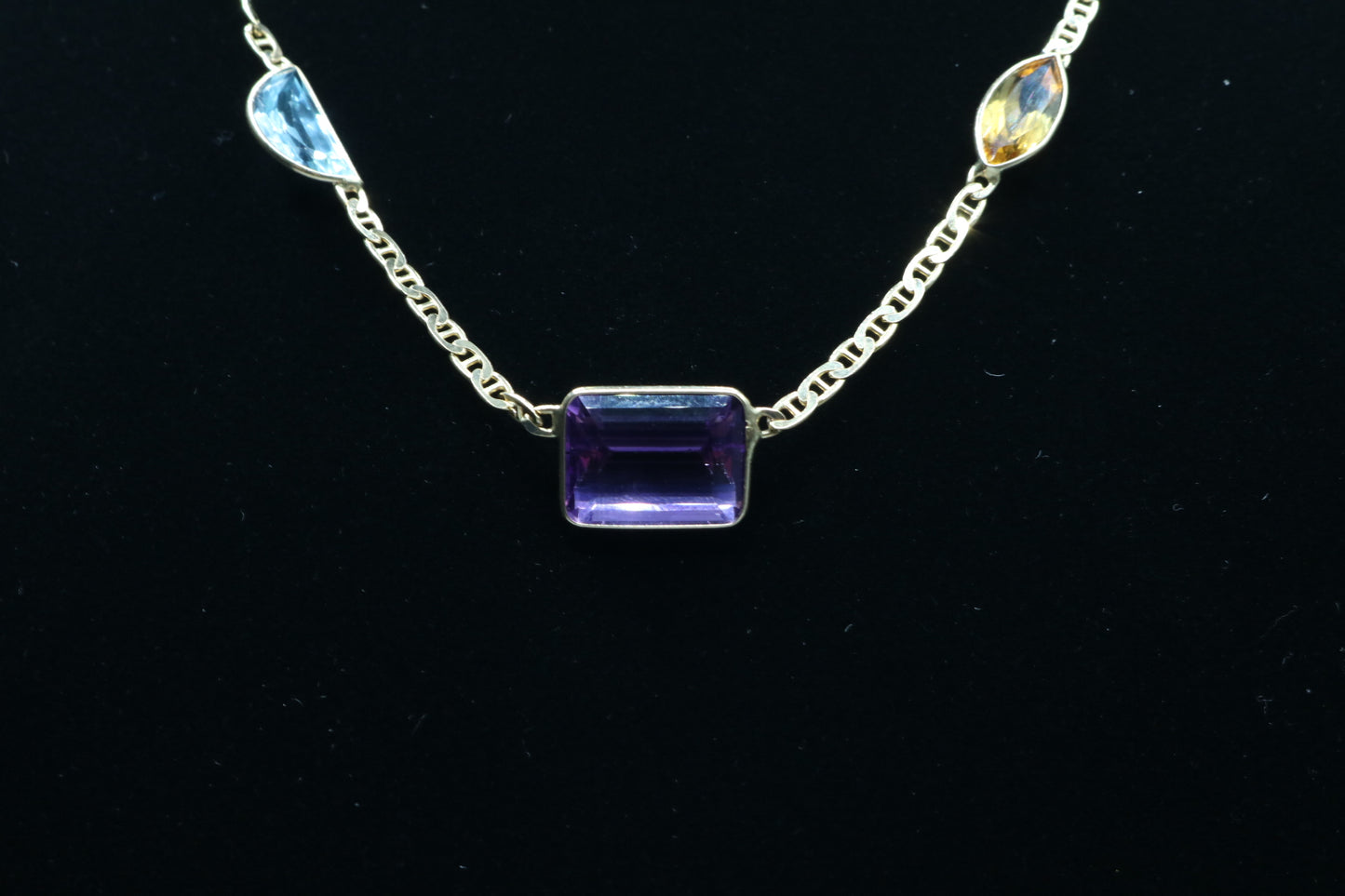 14K Yellow Gold Multi Color Stone Mariner Necklace (Local Pick-Up Only)