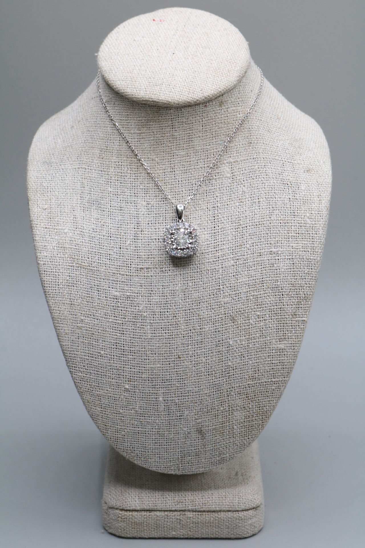 14K White Gold Cable Necklace with Diamond Pendant Local Pick-up only
