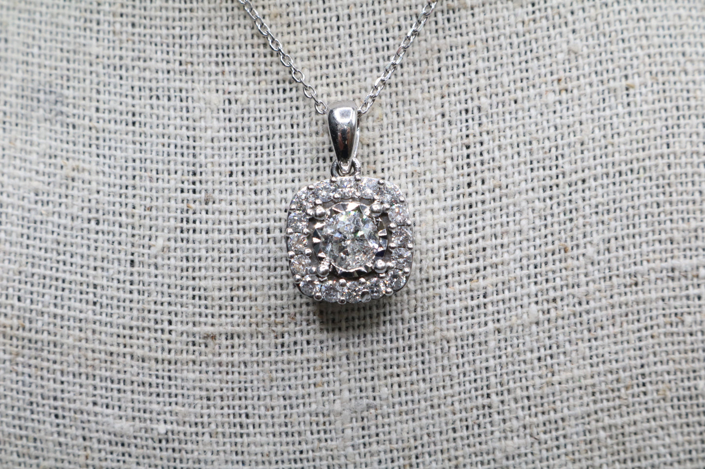 14K White Gold Cable Necklace with Diamond Pendant Local Pick-up only