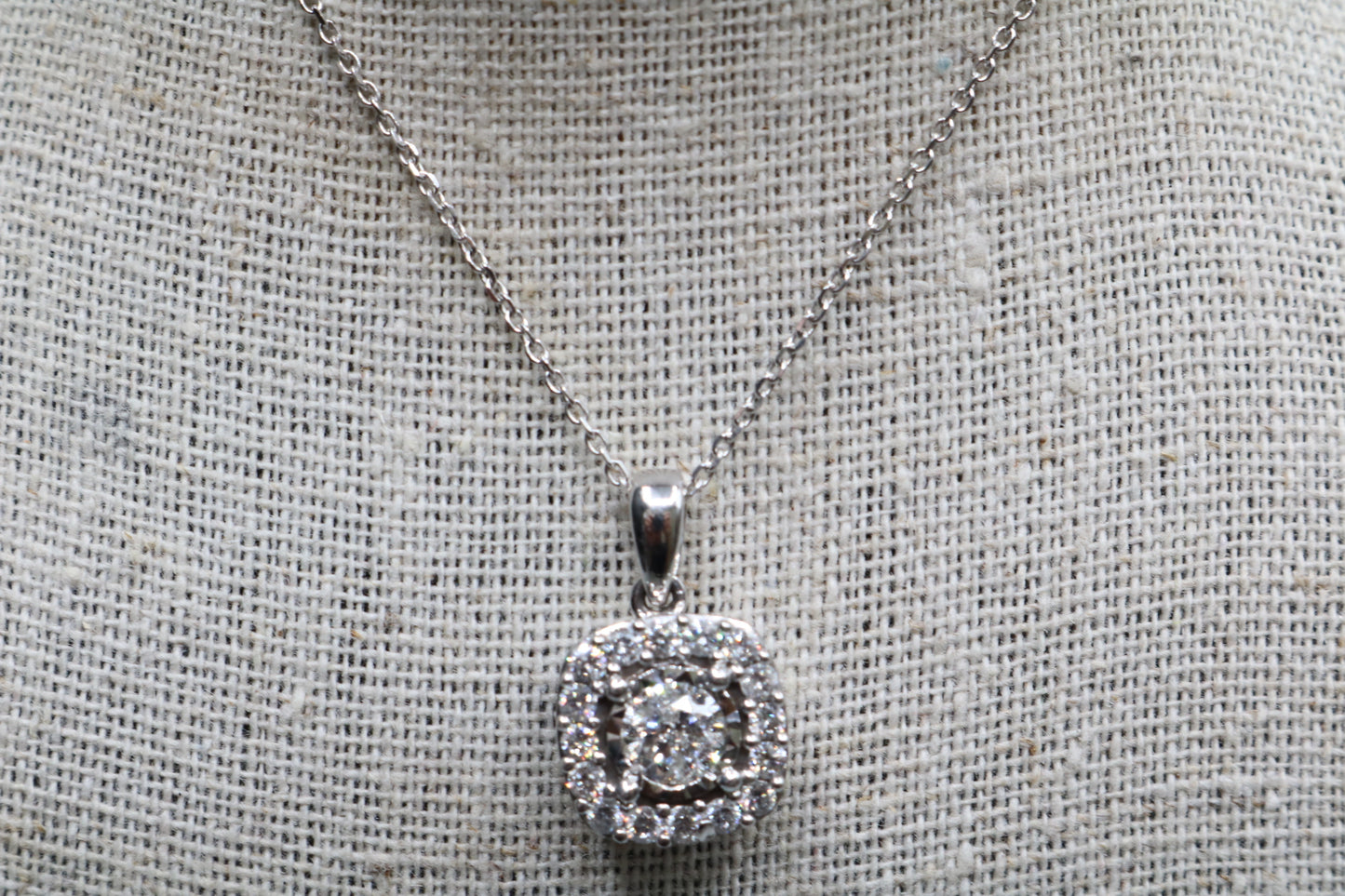 14K White Gold Cable Necklace with Diamond Pendant Local Pick-up only