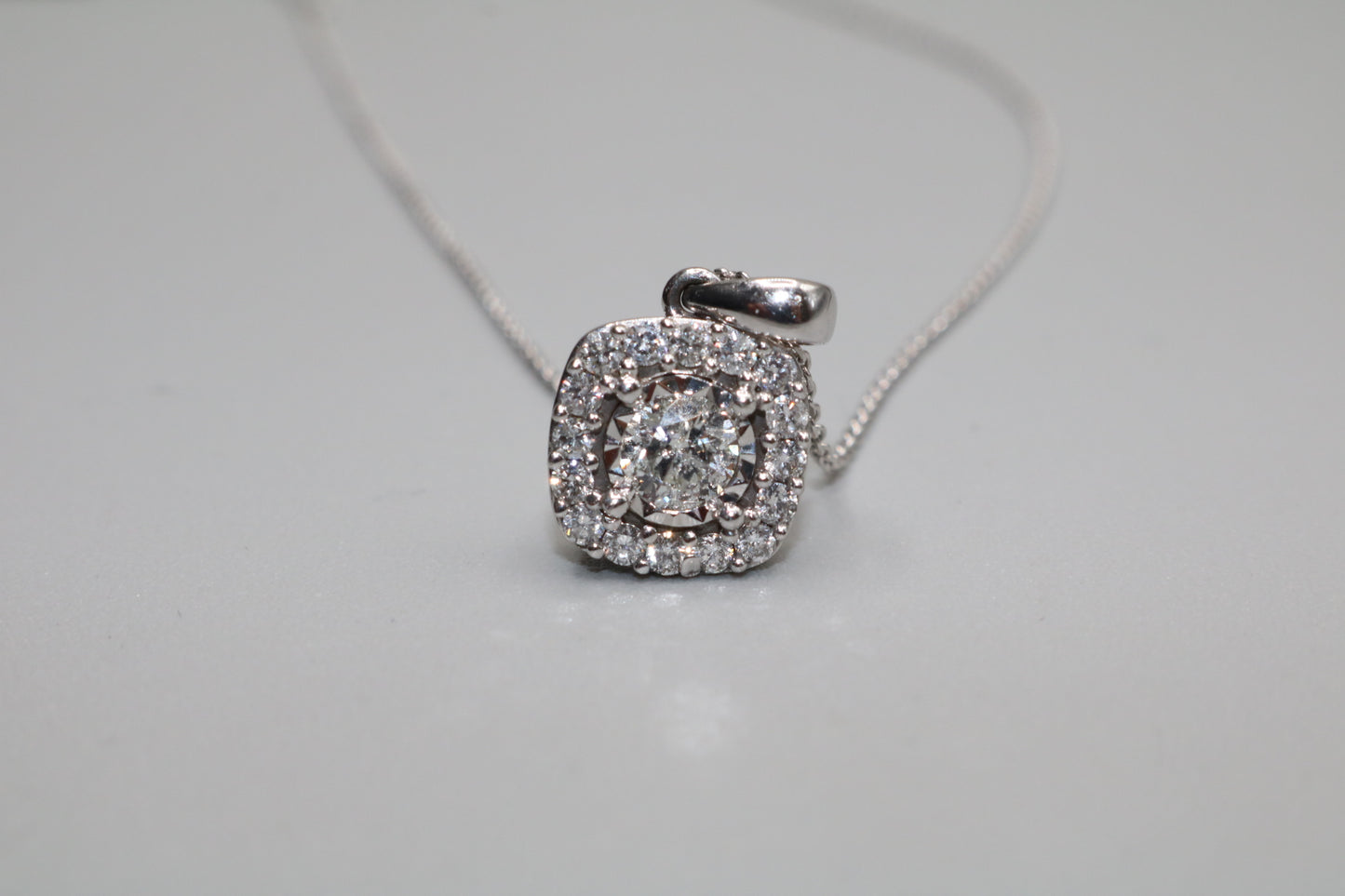 14K White Gold Cable Necklace with Diamond Pendant Local Pick-up only