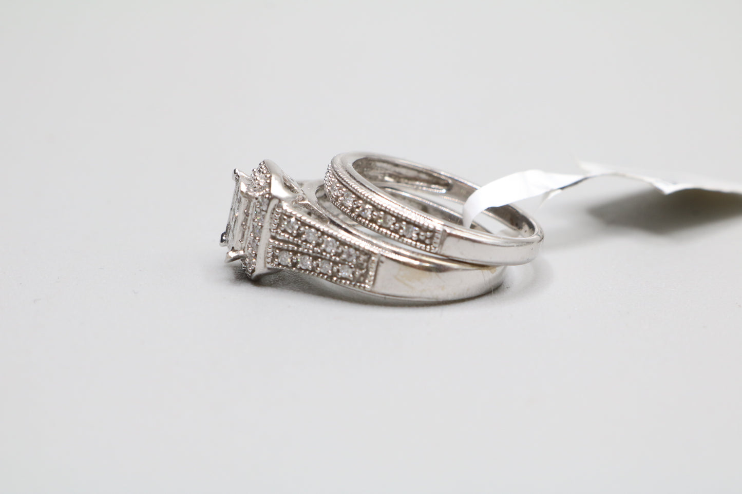 10K White Gold Diamond Wedding Set (Size 5)