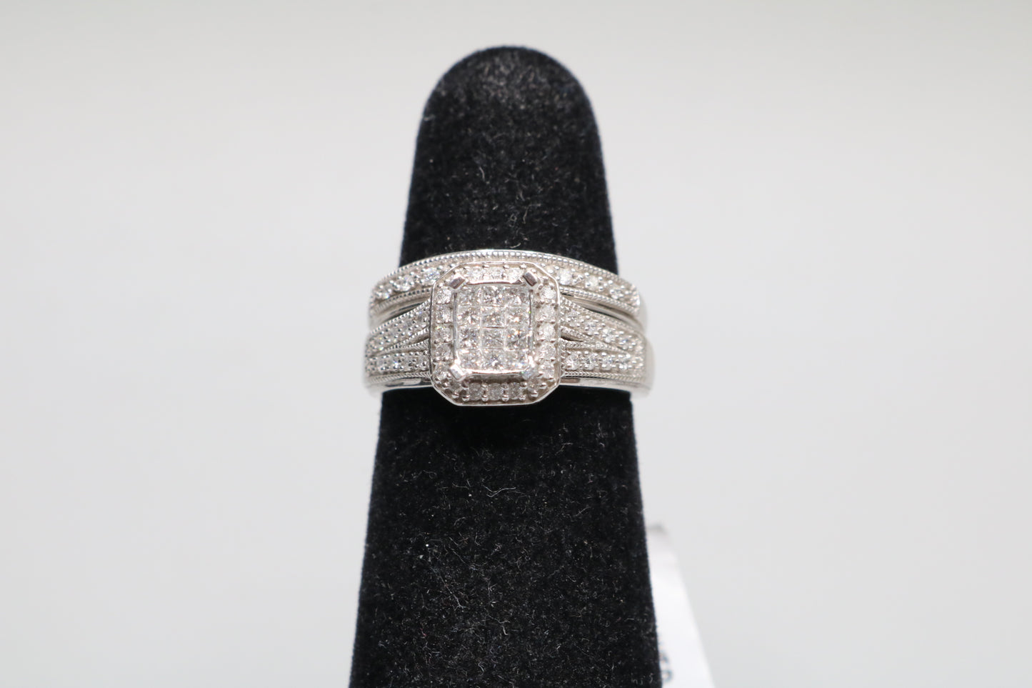 10K White Gold Diamond Wedding Set (Size 5)