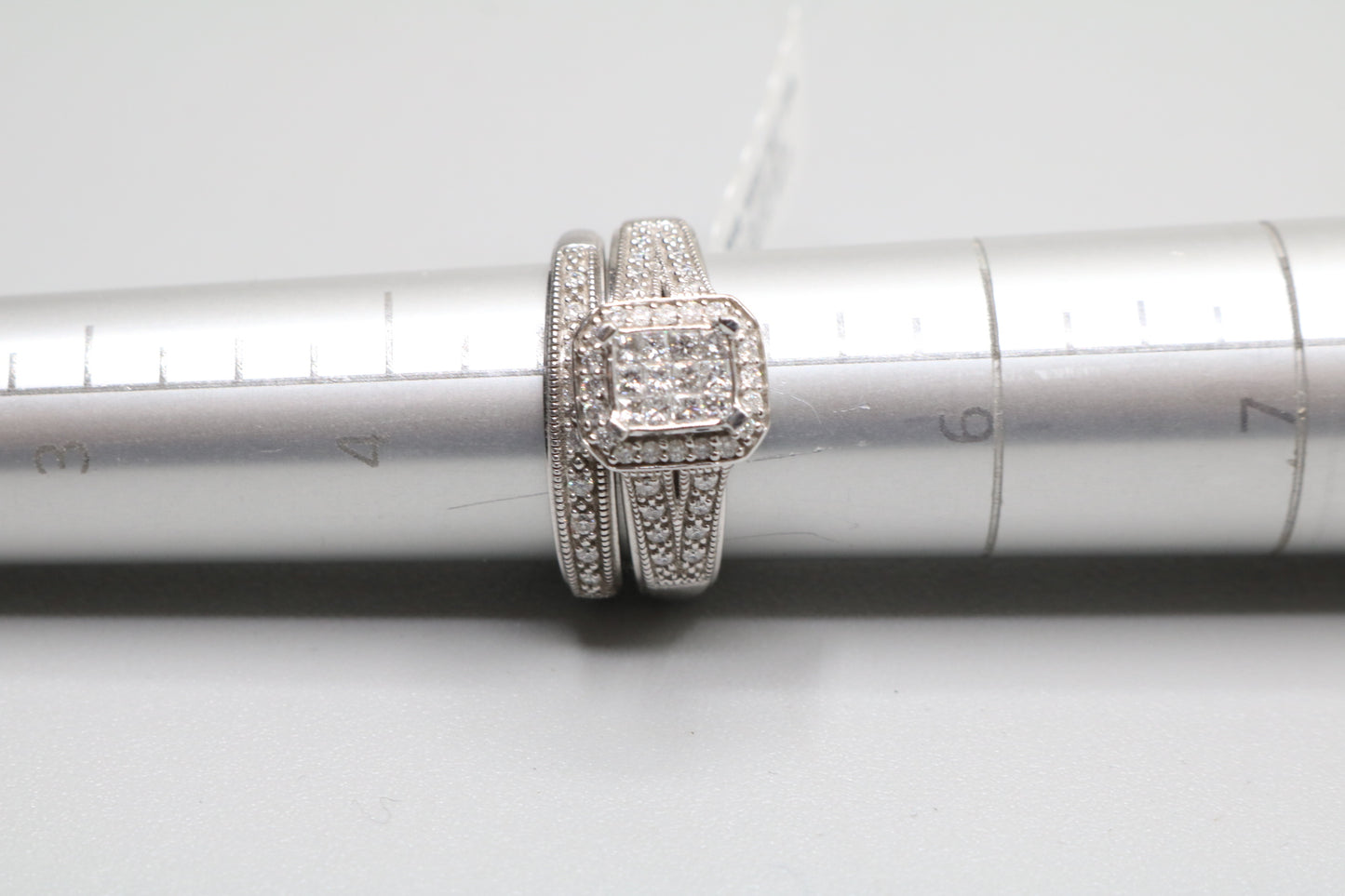 10K White Gold Diamond Wedding Set (Size 5)