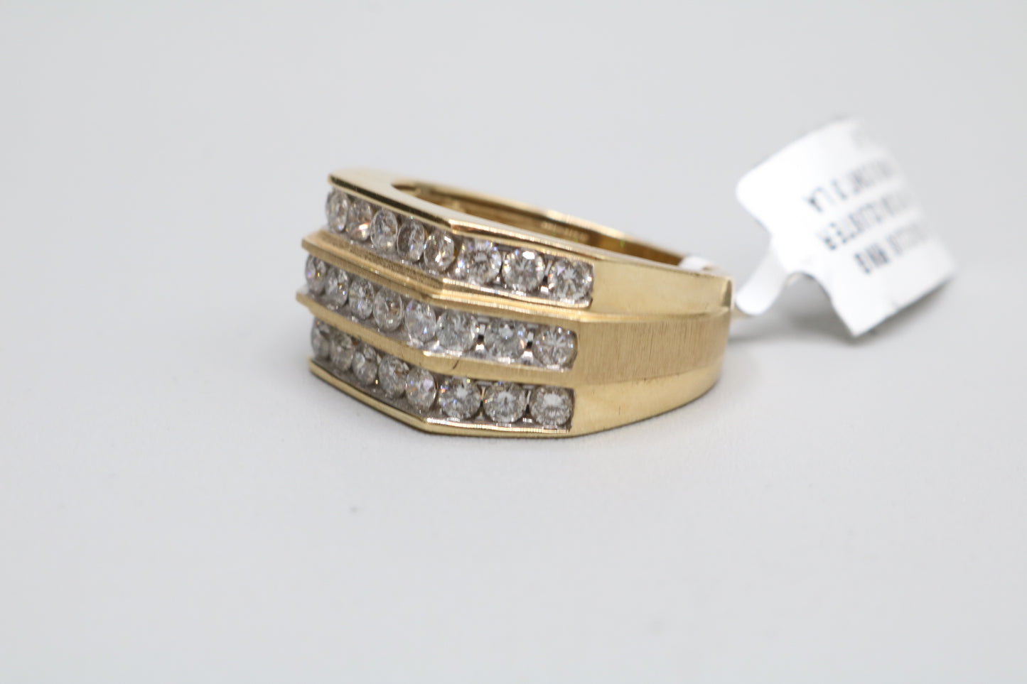 14K Yellow Gold 3 Layer Channel Diamond Ring (Size 10)