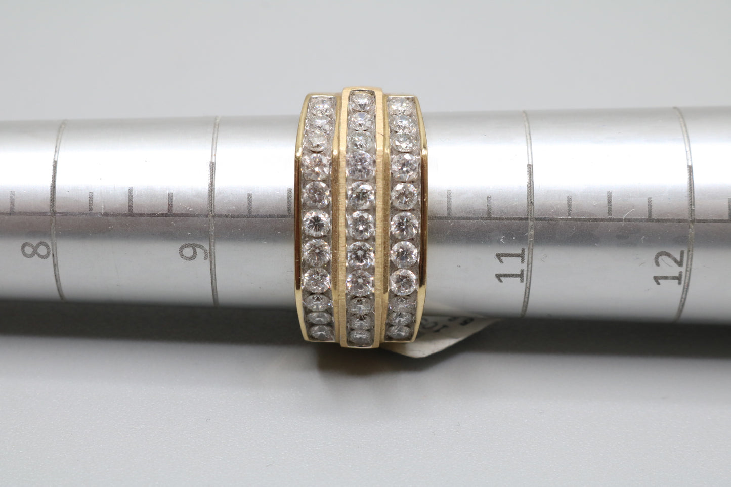 14K Yellow Gold 3 Layer Channel Diamond Ring (Size 10)