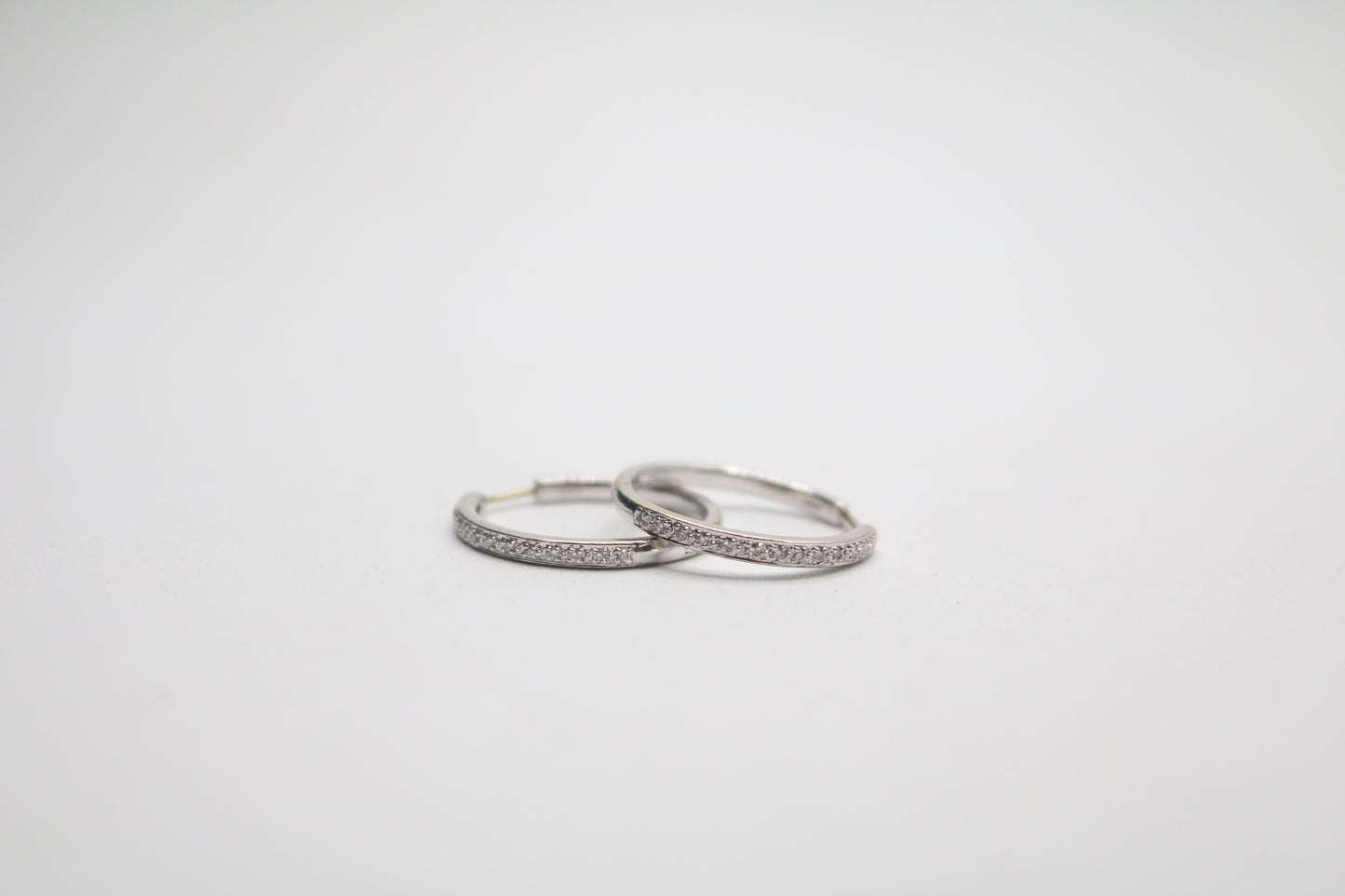 14K White Gold Hoop Diamond Earrings (6.5 Grams) (Clearance!!!)