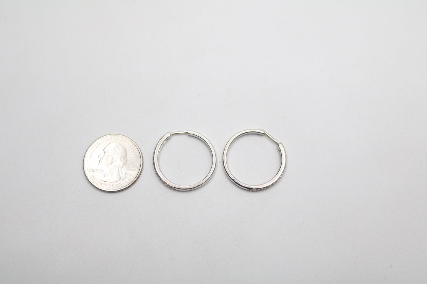 14K White Gold Hoop Diamond Earrings (6.5 Grams) (Clearance!!!)