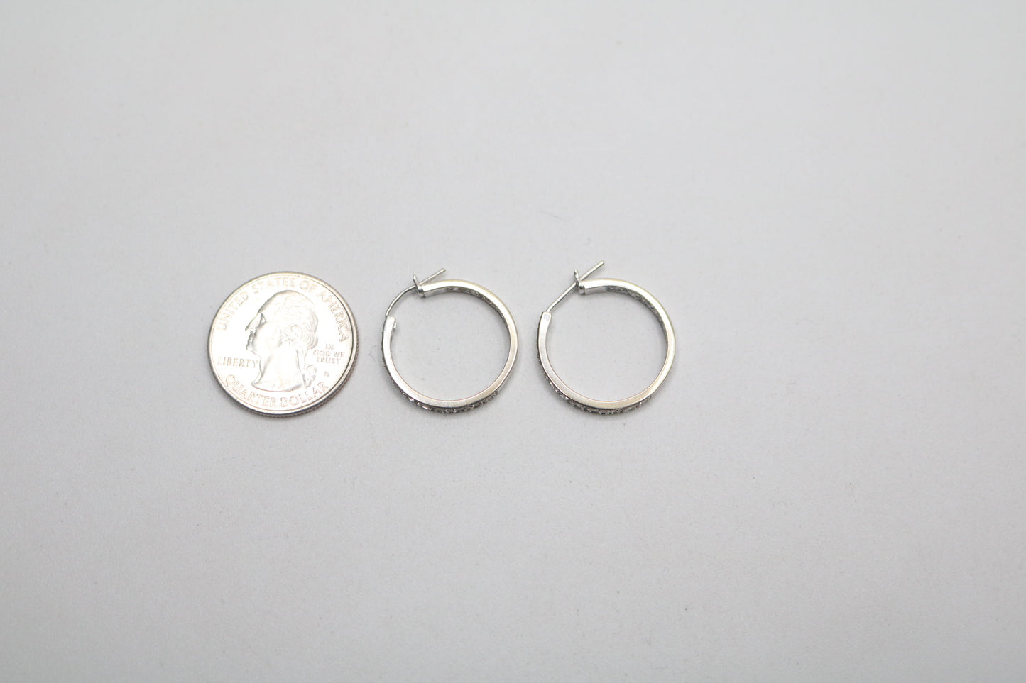 14K White Gold Hoop Diamond Earrings (4.5 Grams) (Clearance!!!)