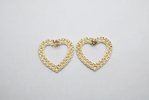 10K Yellow Gold Heart Shaped Earrings (6.4 Grams)