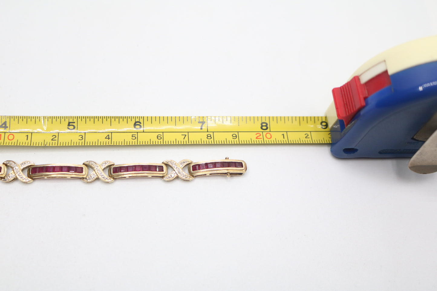 14K Yellow Gold Diamond and Ruby Bracelet (Rubies 4.20 CTW) (Diamonds 0.20 CTW) (Local pick-up Only)