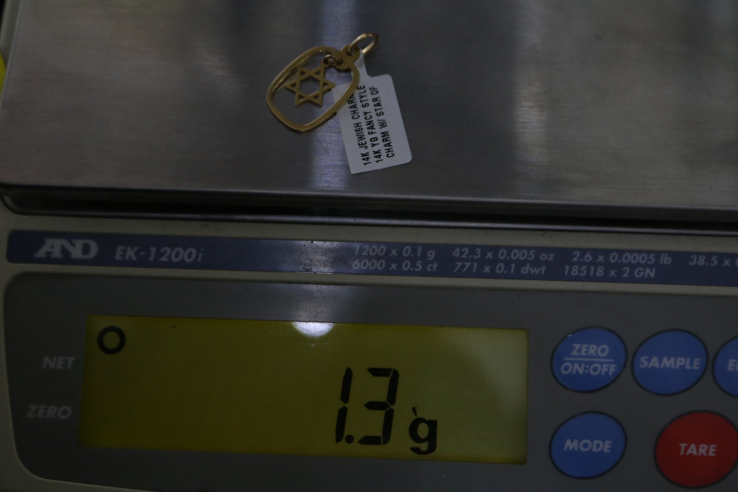 14k Yellow Gold Star of David Charm