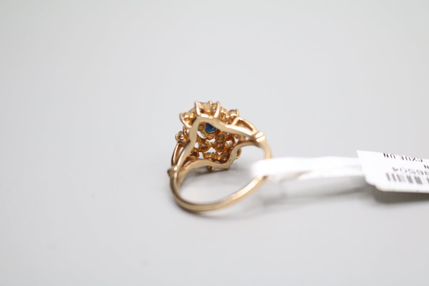 14K Yellow Gold Diamond and Topaz Cluster Ring (Size 5 3/4)
