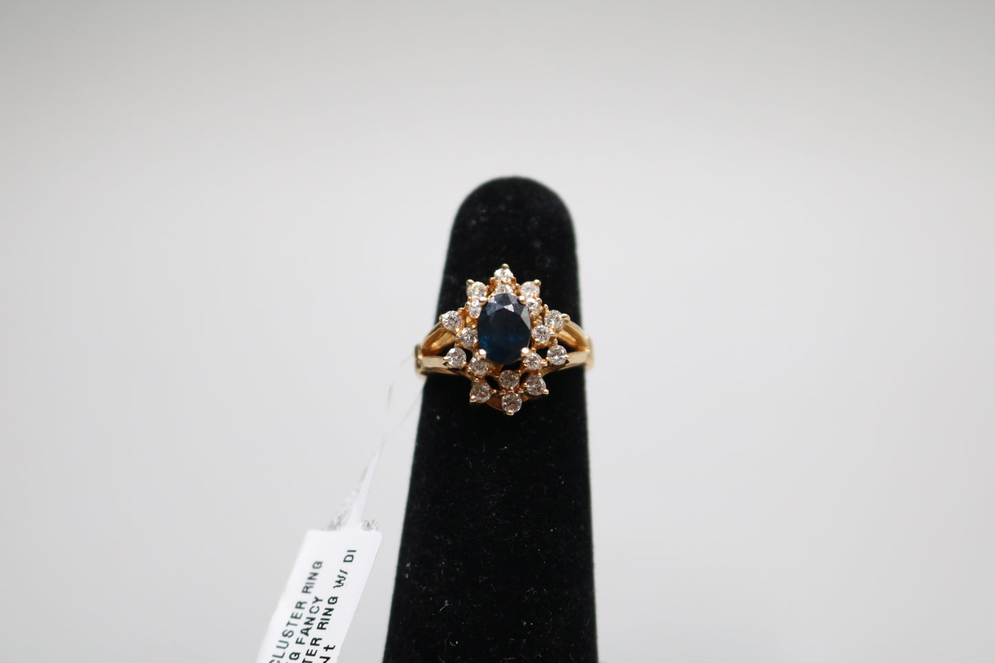 14K Yellow Gold Diamond and Topaz Cluster Ring (Size 5 3/4)