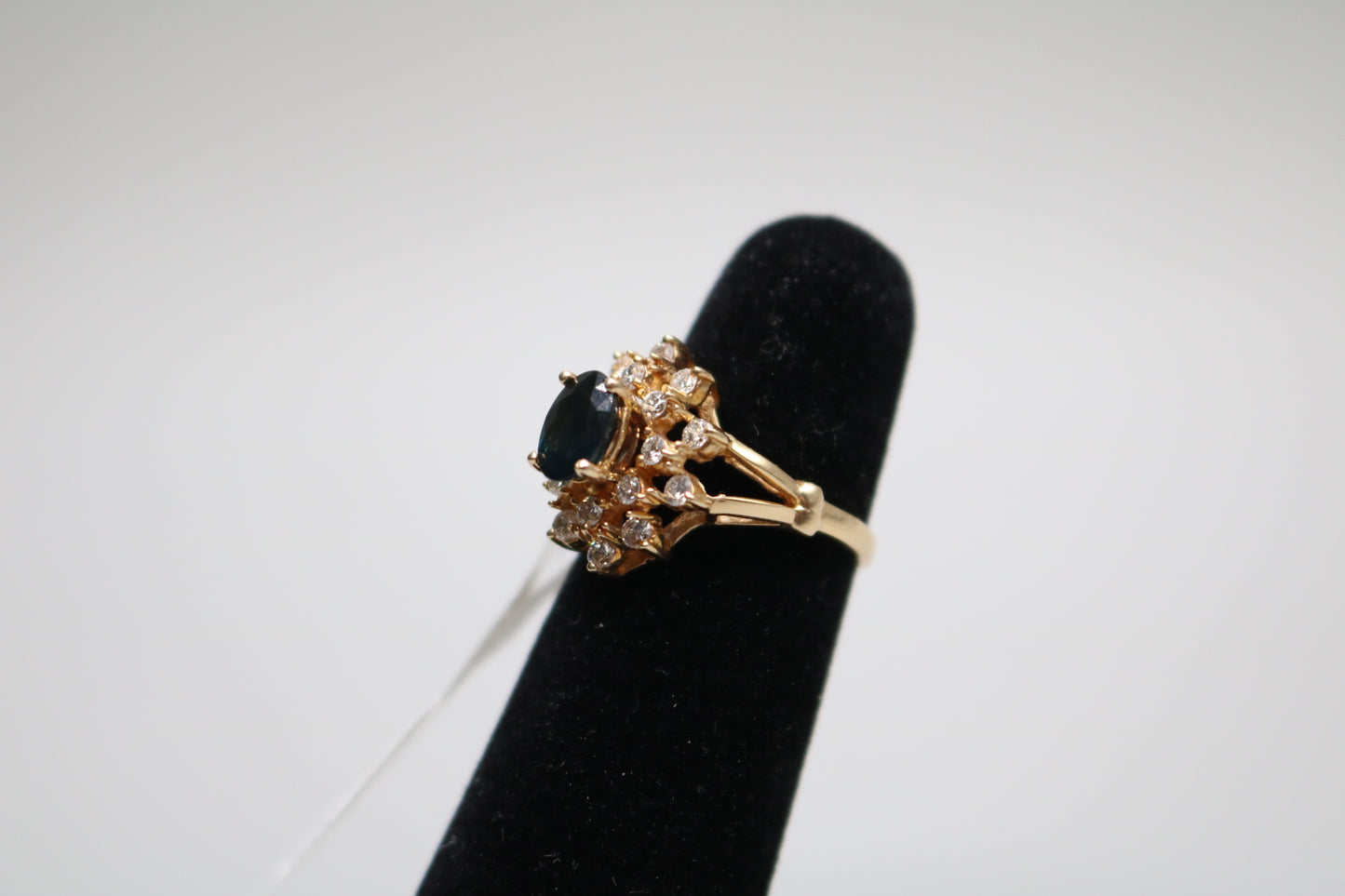 14K Yellow Gold Diamond and Topaz Cluster Ring (Size 5 3/4)