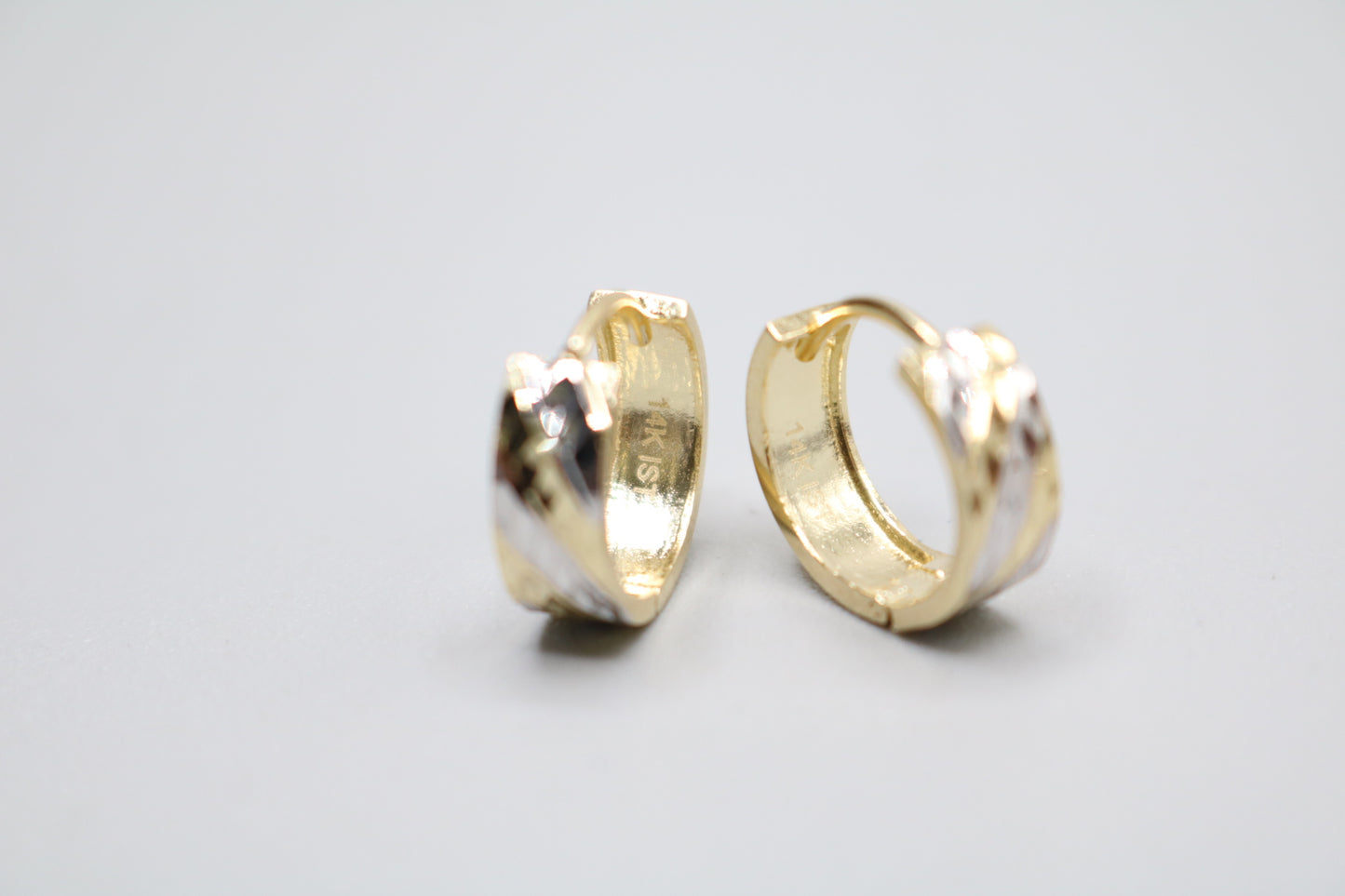 14K 2 Tone Gold Hoop Earrings