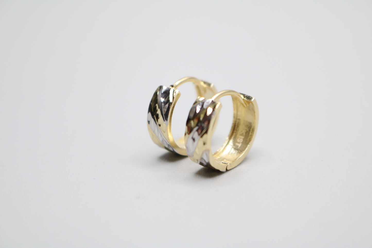 14K 2 Tone Gold Hoop Earrings