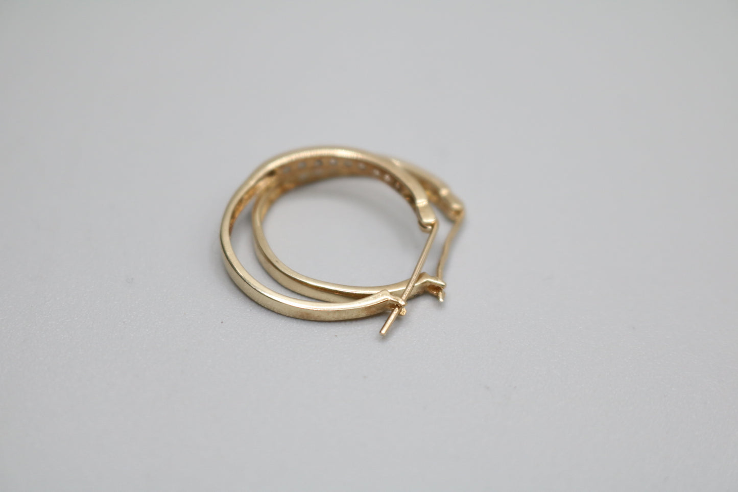 10K Yellow Gold Diamond Hoop Earrings