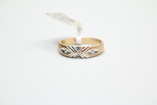 14K Two Tone Past Present Future Style Diamond Ring (Size 10 1/3)