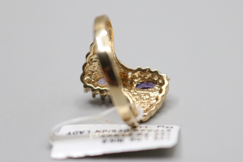 14K Yellow Gold Fancy Bypass Purple Tourmaline Ring (Size 8 1/4)