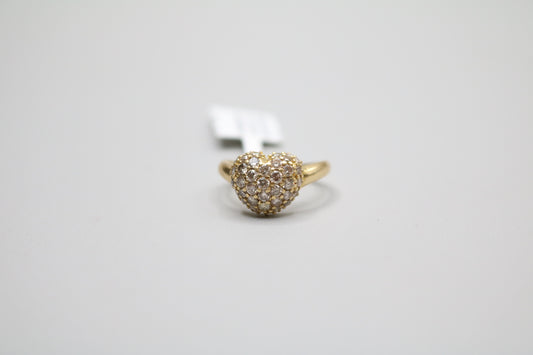 18K Yellow Gold Diamond Heart Promise Ring (Size 4 1/2)