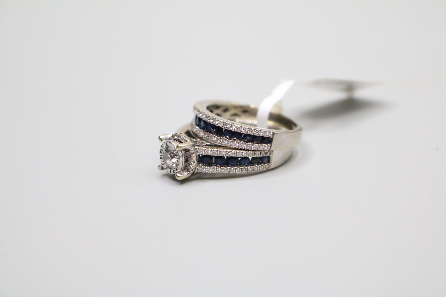 14K White Gold Wedding Halo Set Rings (Sizes 7 1/4) No Shipping