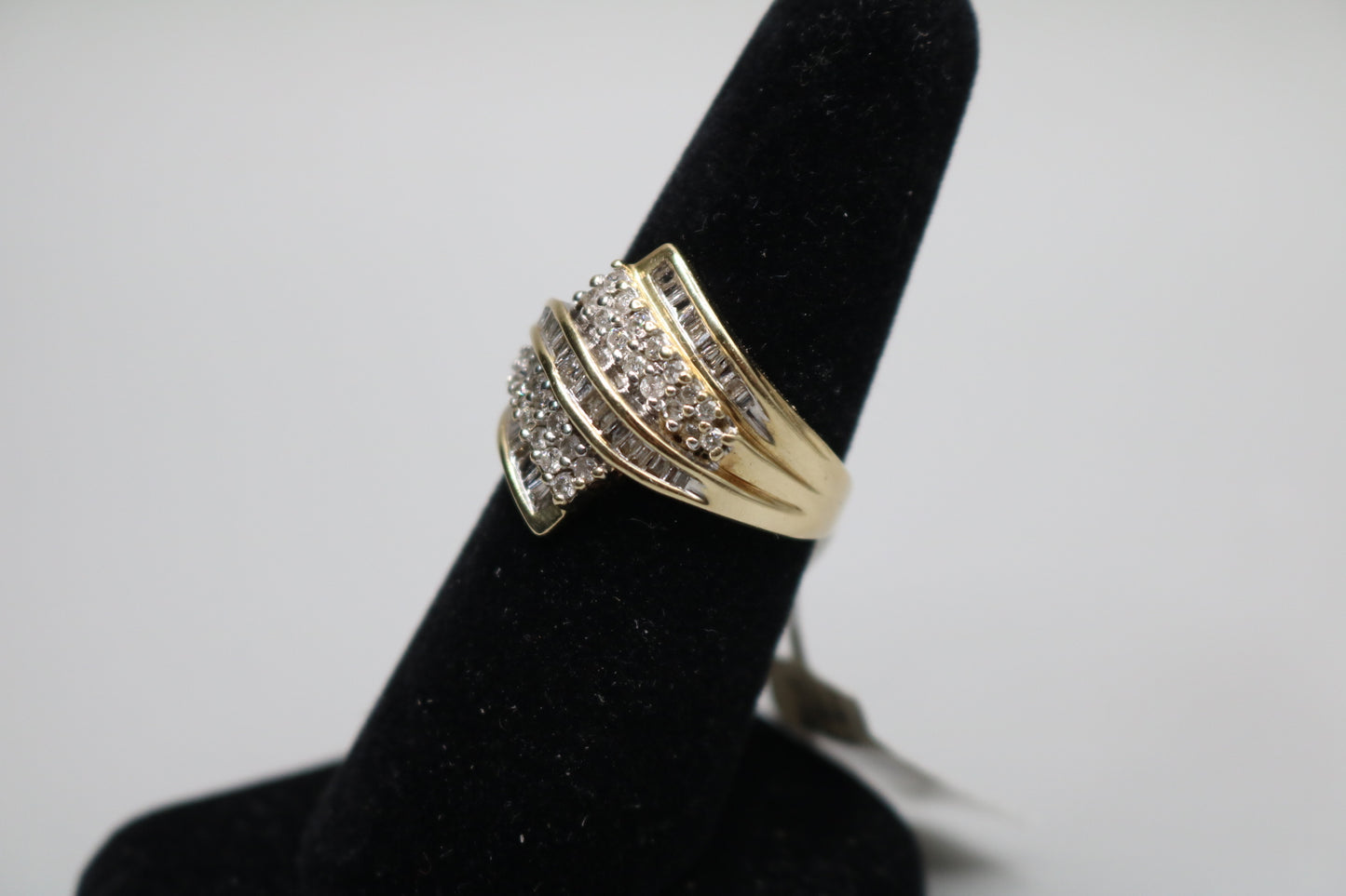 10K Yellow Gold Cluster Bypass Ring (Size 9 1/2)