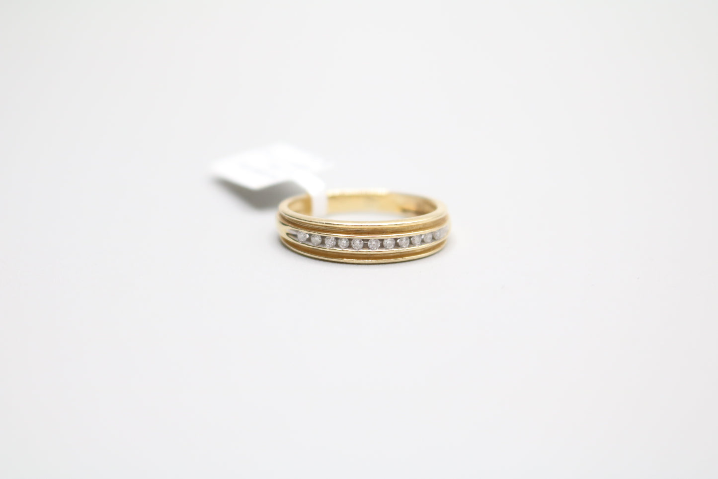 14K Yellow Gold Band Channel Setting Diamond Ring (Size 9 1/4)