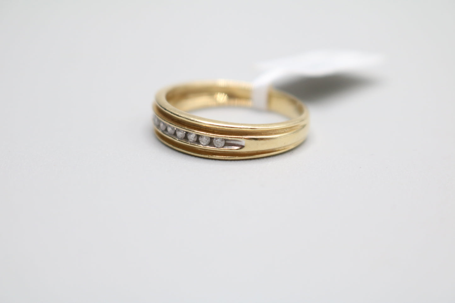 14K Yellow Gold Band Channel Setting Diamond Ring (Size 9 1/4)