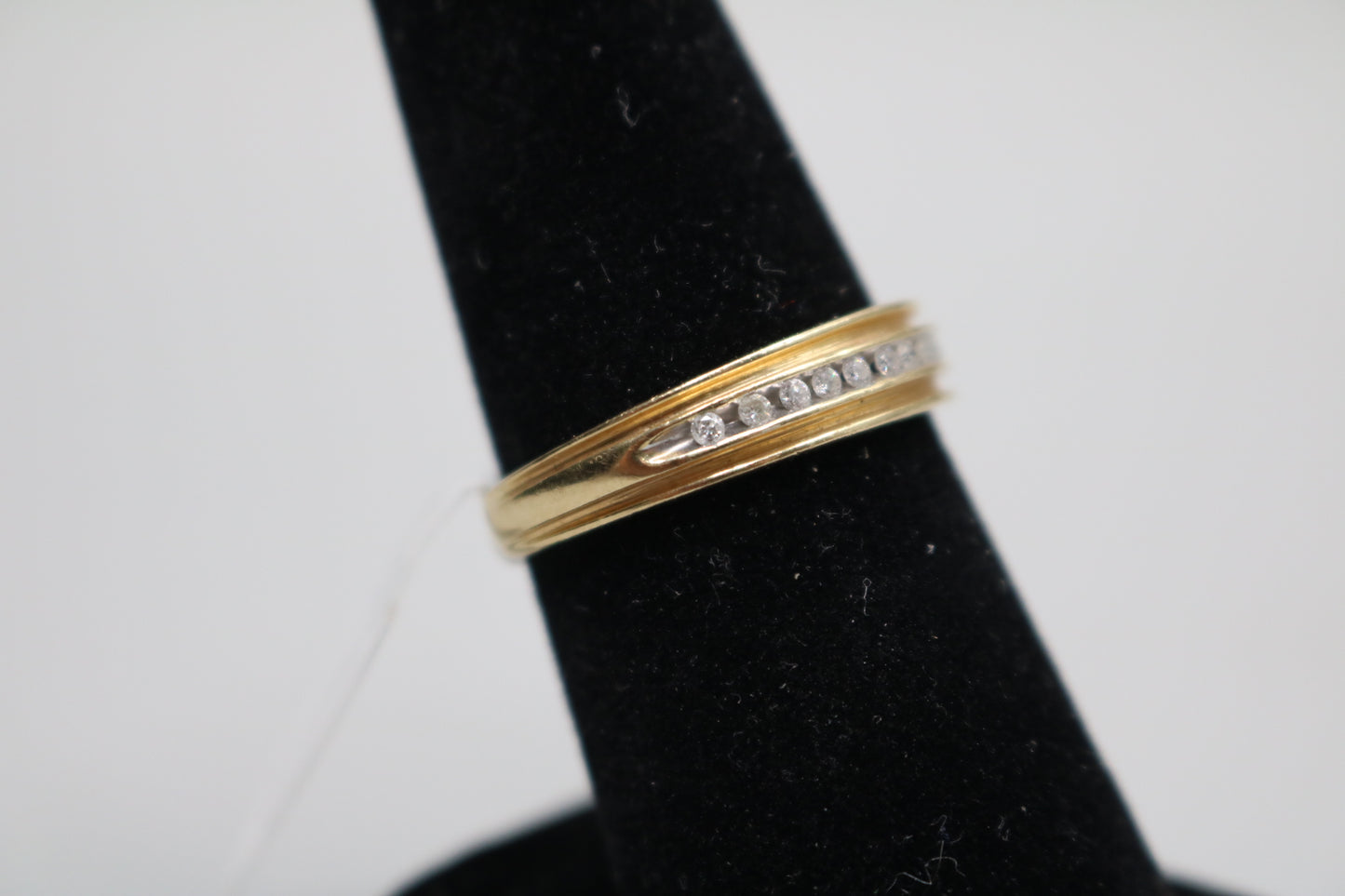 14K Yellow Gold Band Channel Setting Diamond Ring (Size 9 1/4)