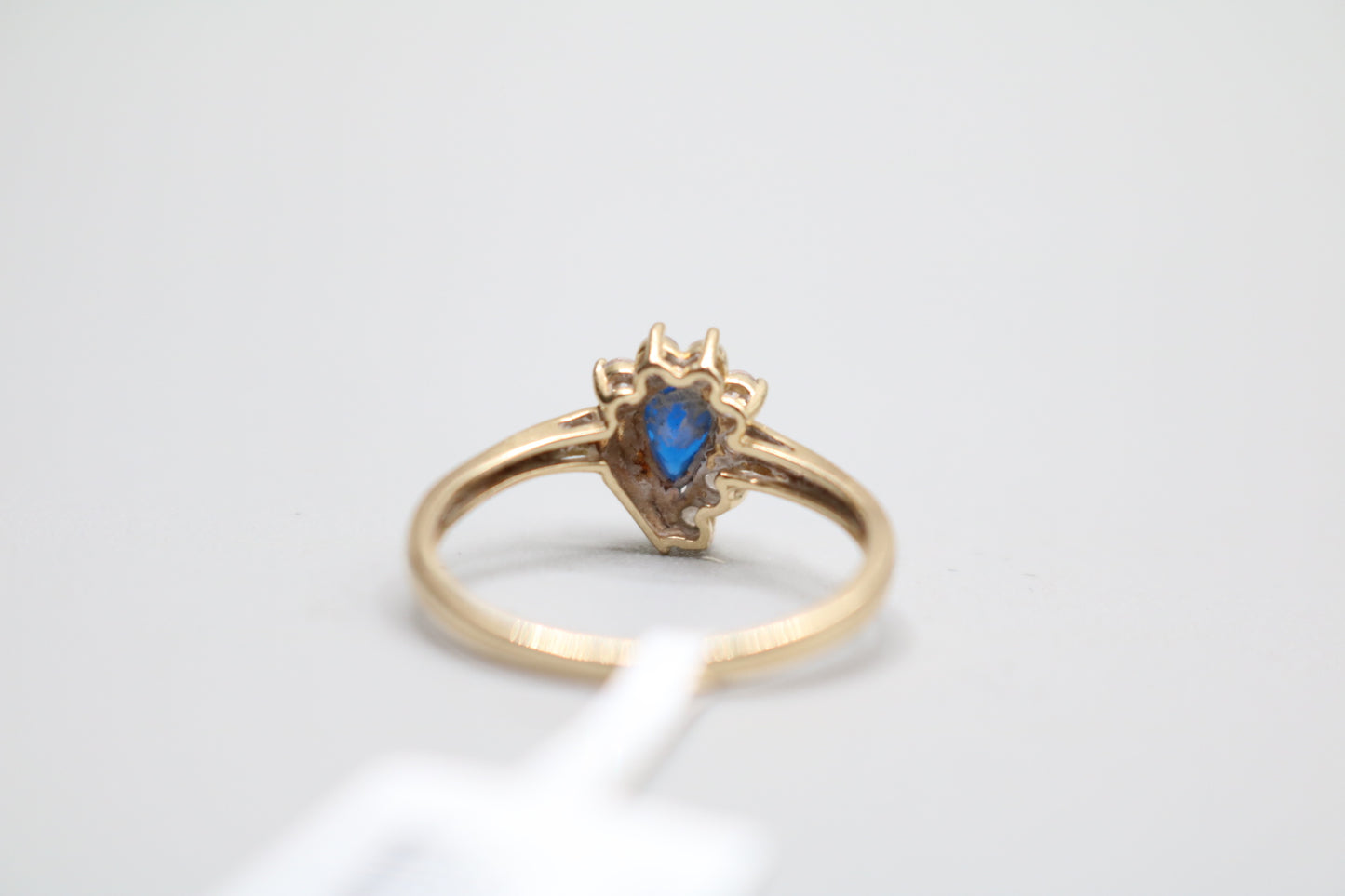 14K Yellow Gold Blue Topaz & Clear Stone Engagement Ring (Size 6 3/4)
