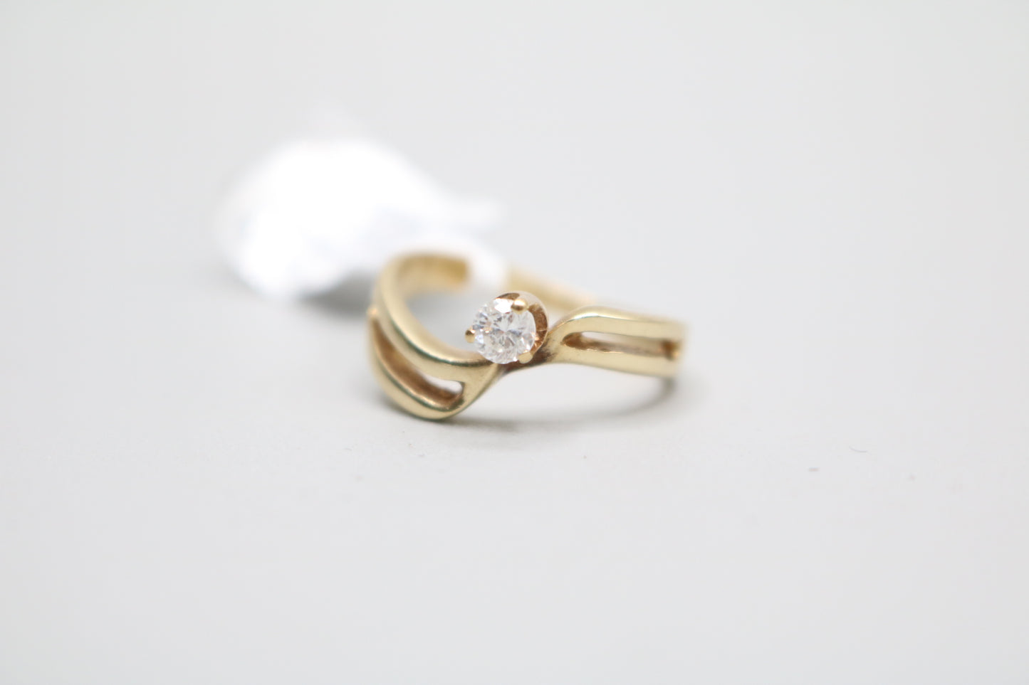 14K YG Diamond Solitaire Bypass Engagement Ring (Size 6 1/2) (Clearance!)