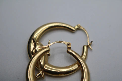 14k Yellow Gold Dolphin Hoop Earring