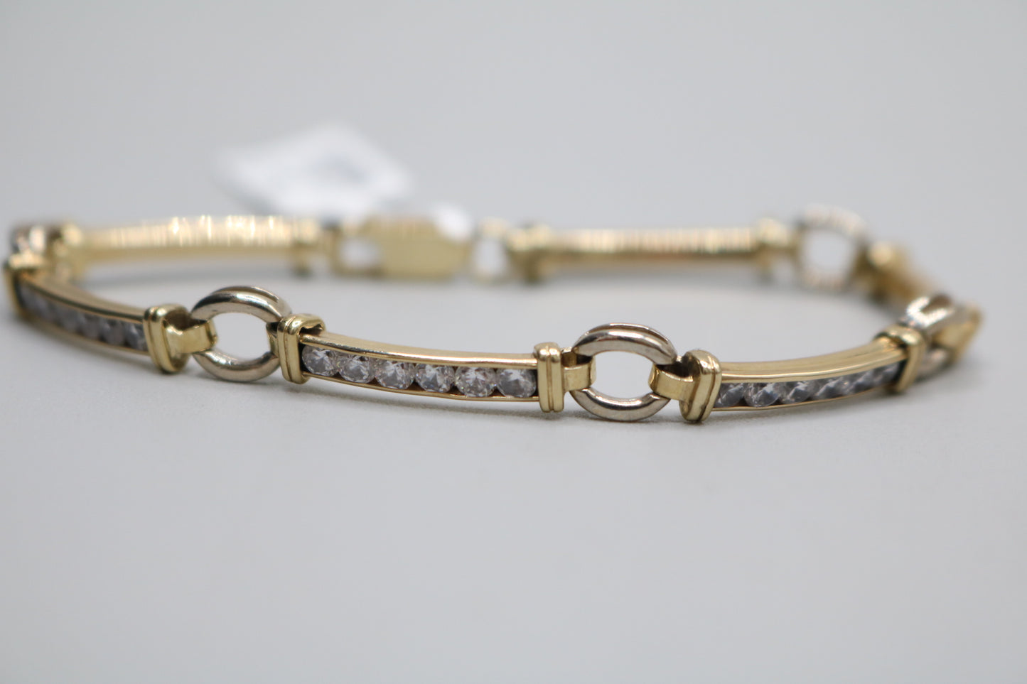 10k Two Tone Fancy Tennis Bracelet (Length 7 1/2 Inches)