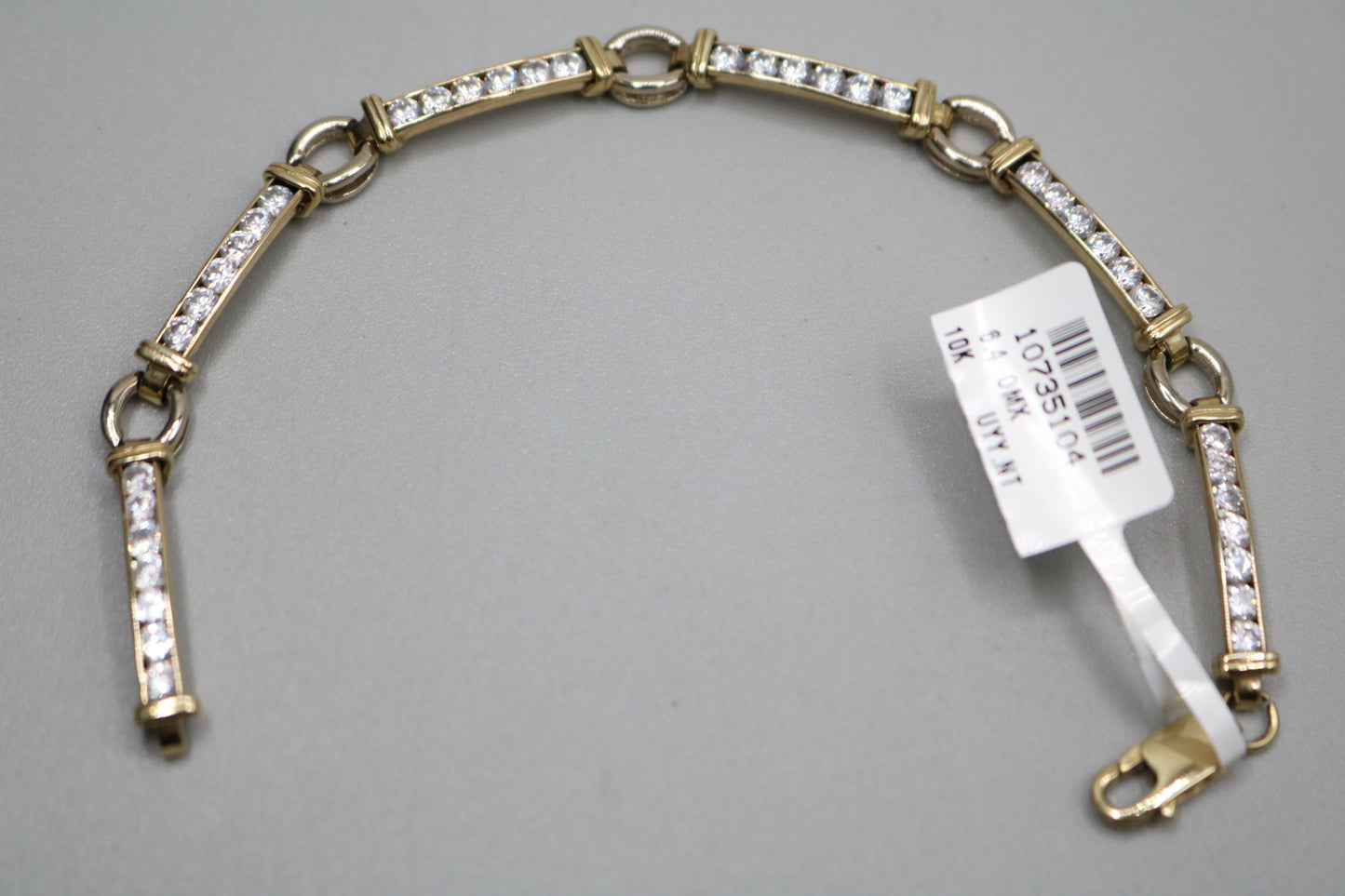 10k Two Tone Fancy Tennis Bracelet (Length 7 1/2 Inches)