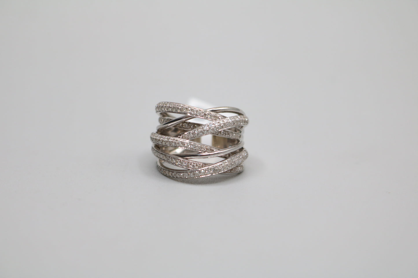 14K White Gold Bypass Ring with Diamonds (1.58 CTW) (Size 6 1/2)