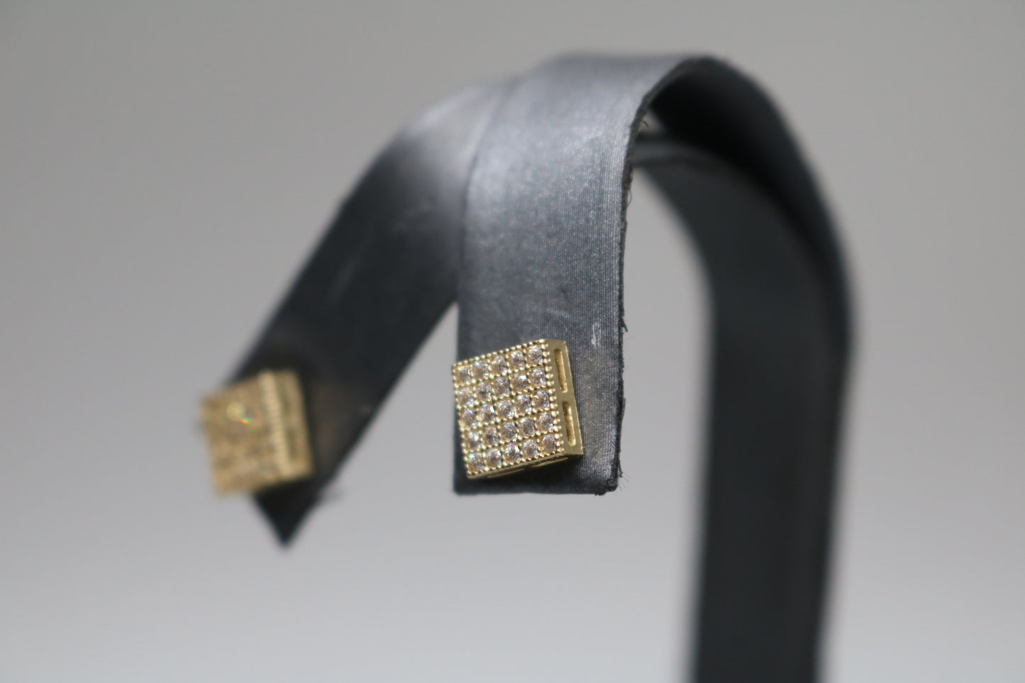 10K Yellow Gold Square Shaped Cluster Earrings (1.7 Grams)