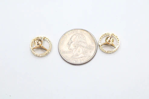 10k Yellow Gold Mercedes Earring With Clear Stones