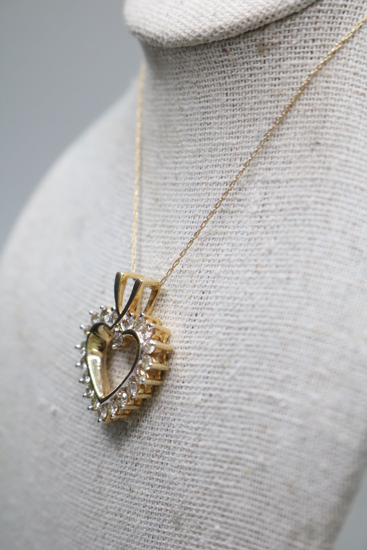 14K Yellow Gold Twisted Chain W/ 14K Yellow Gold Heart Diamond Charm