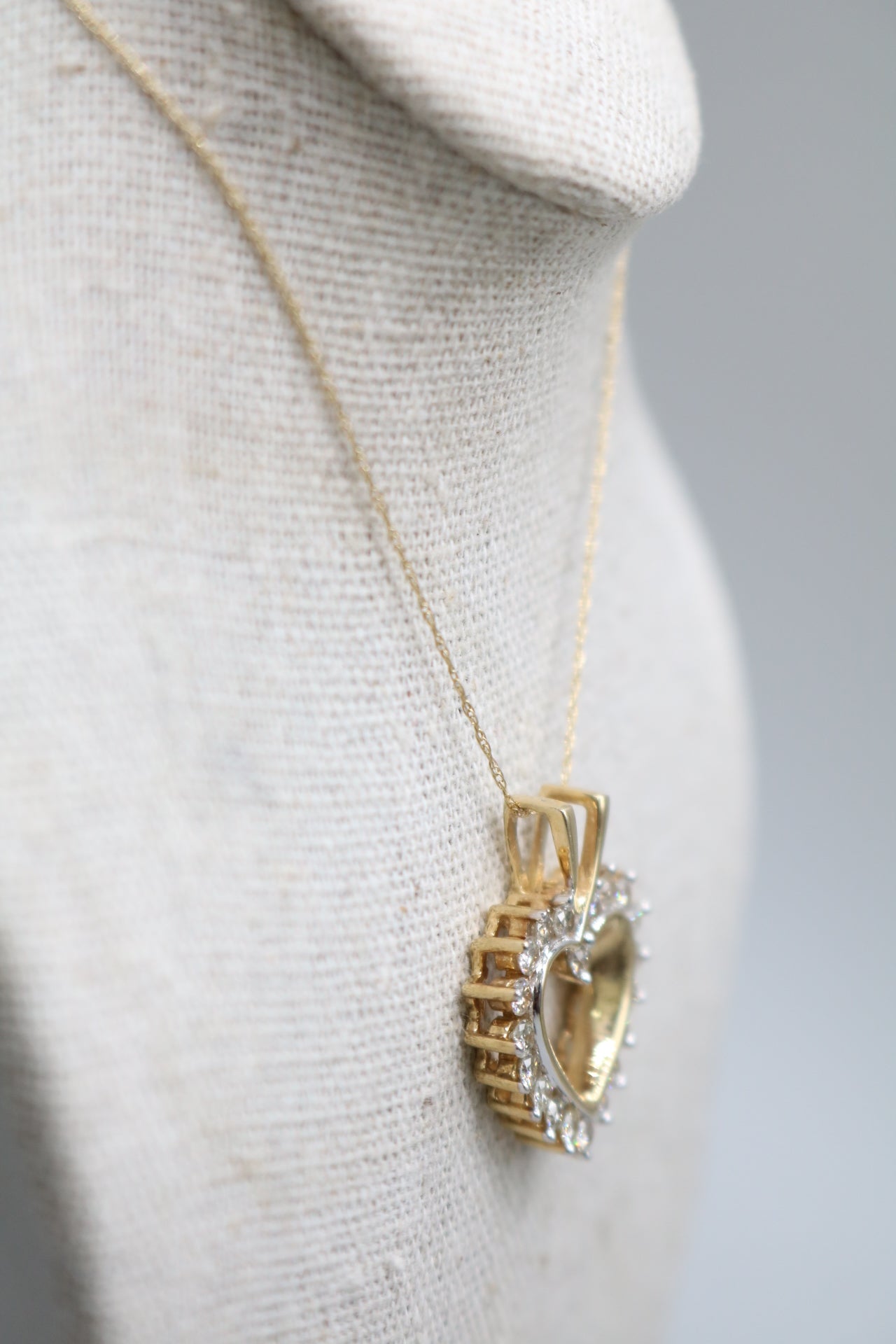 14K Yellow Gold Twisted Chain W/ 14K Yellow Gold Heart Diamond Charm