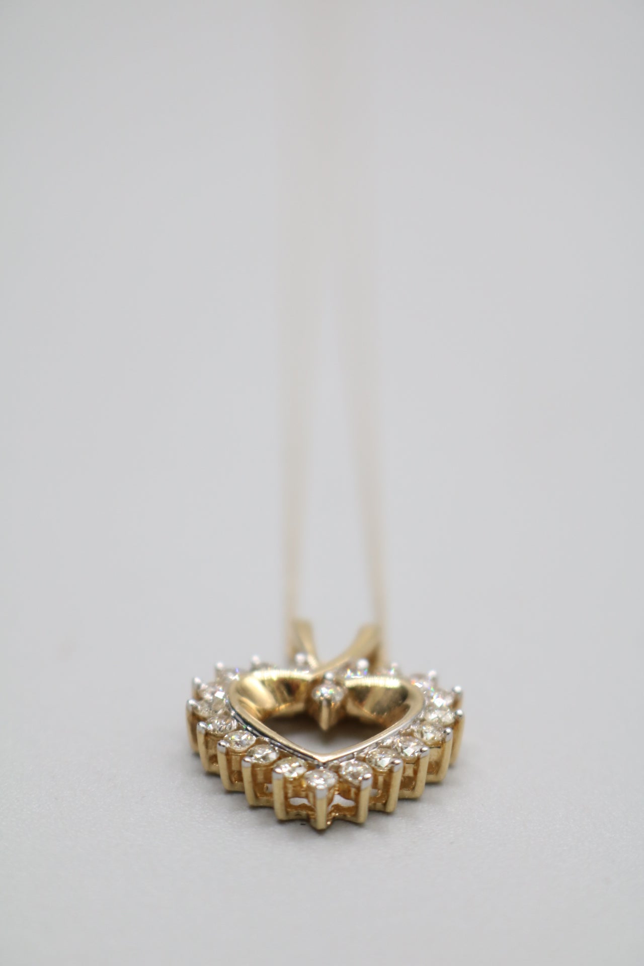 14K Yellow Gold Twisted Chain W/ 14K Yellow Gold Heart Diamond Charm