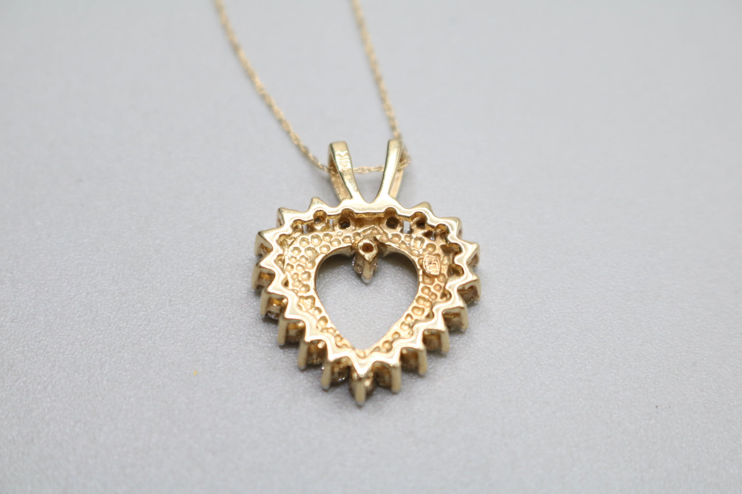 14K Yellow Gold Twisted Chain W/ 14K Yellow Gold Heart Diamond Charm