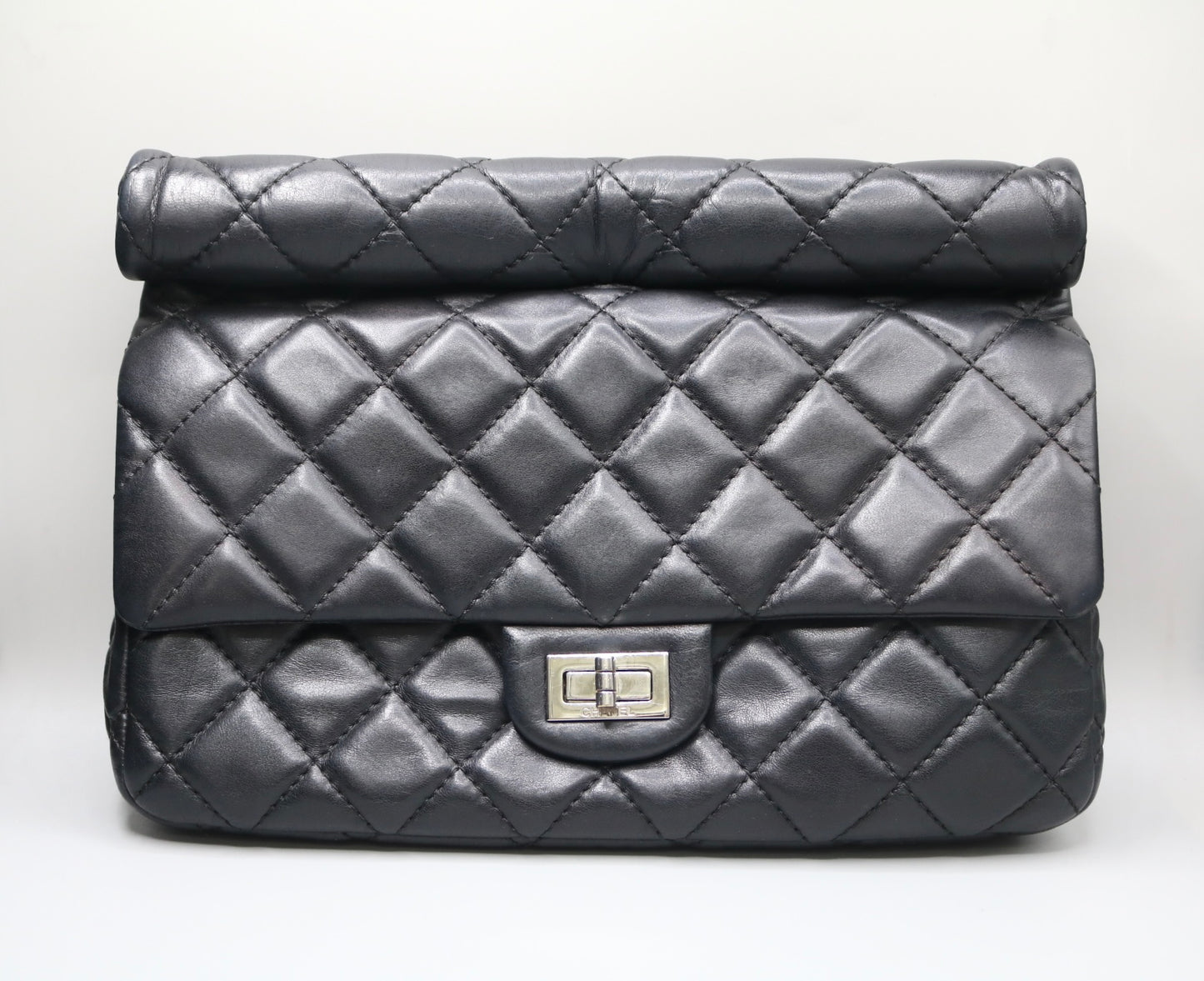 Chanel 2.55 Roll Reissue Clutch Black Quilted Leather Bag 2010s Era (Local Pick-Up Only)