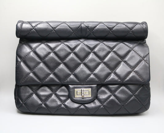 Chanel 2.55 Roll Reissue Clutch Black Quilted Leather Bag 2010s Era (Local Pick-Up Only)