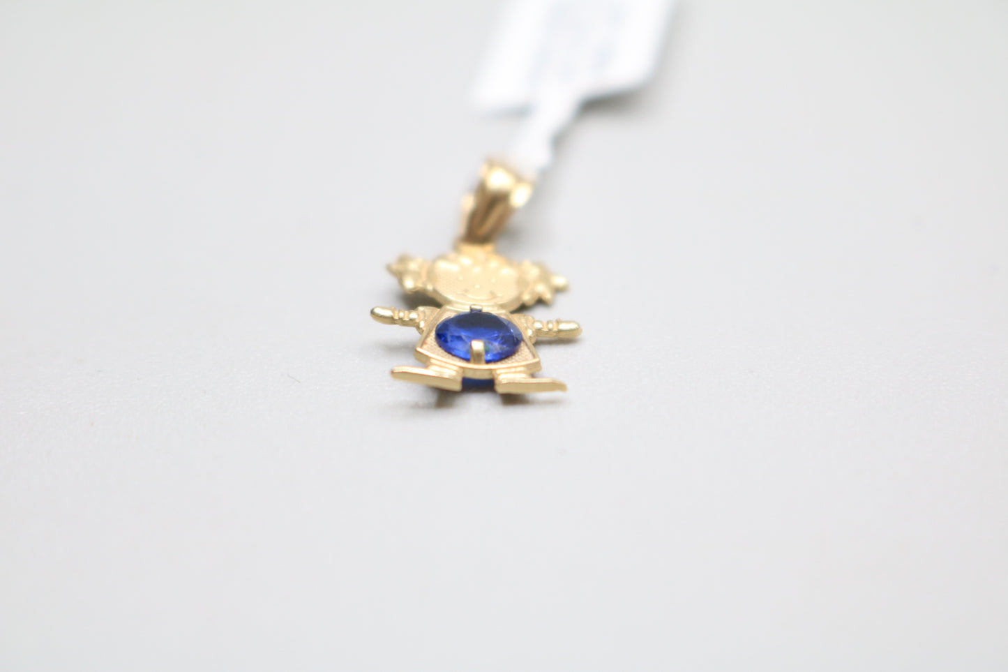 14K Yellow Gold Girl Charm With Blue Sapphire (1.0 Grams)
