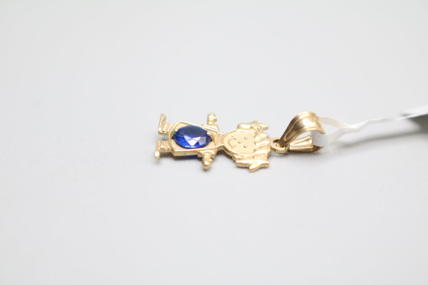 14K Yellow Gold Girl Charm With Blue Sapphire (1.0 Grams)