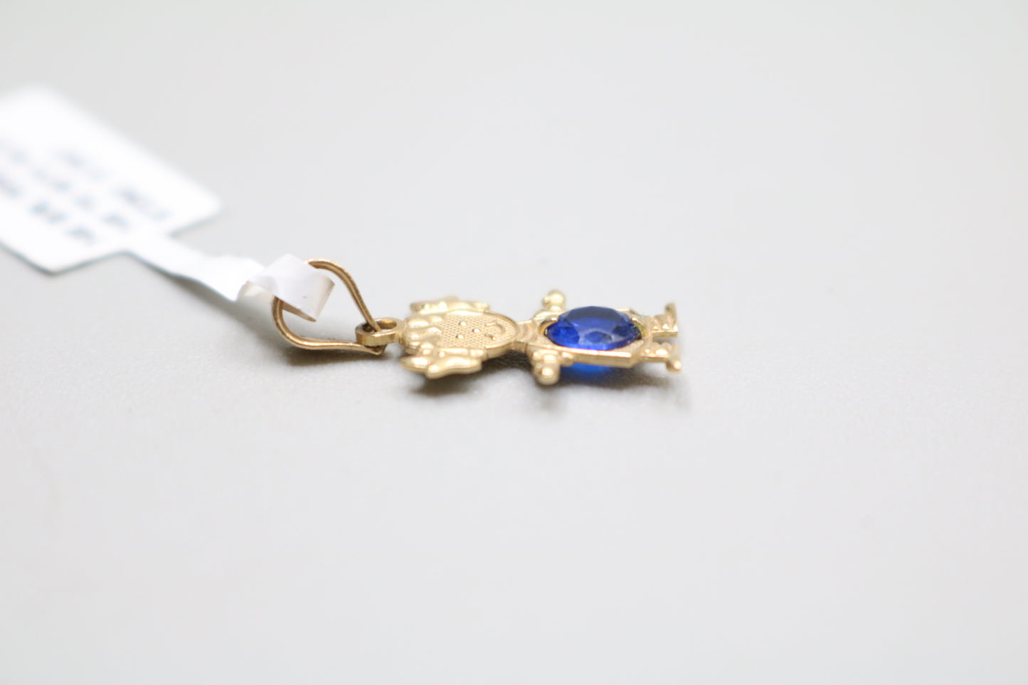 14K Yellow Gold Girl Charm With Blue Sapphire (1.0 Grams)