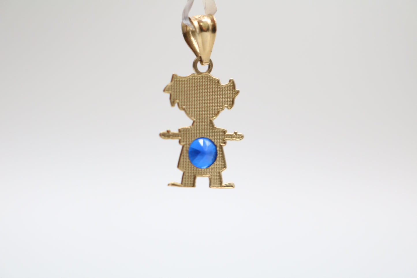 14K Yellow Gold Girl Charm With Blue Sapphire (1.0 Grams)
